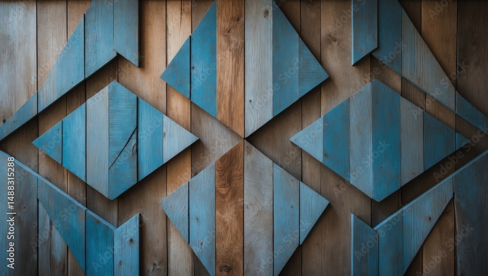Fototapeta premium Old weathered timber panels with chevron pattern for rustic interior decor