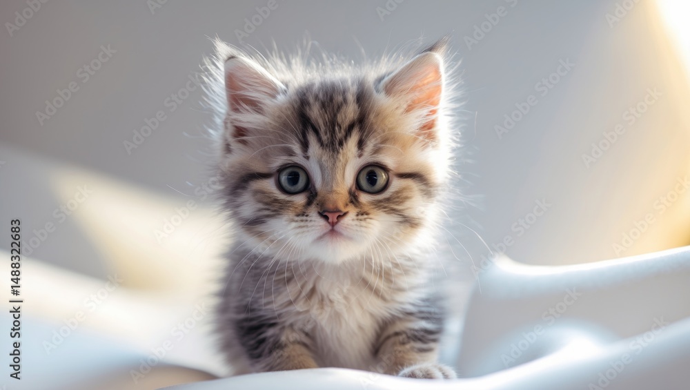 Fototapeta premium Humorous small kitten gazing at the camera.