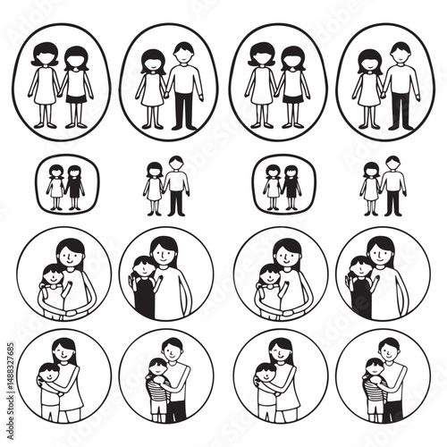 People icons set vector