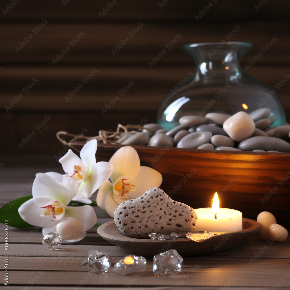 Obraz premium Beautiful spa composition on wooden background
