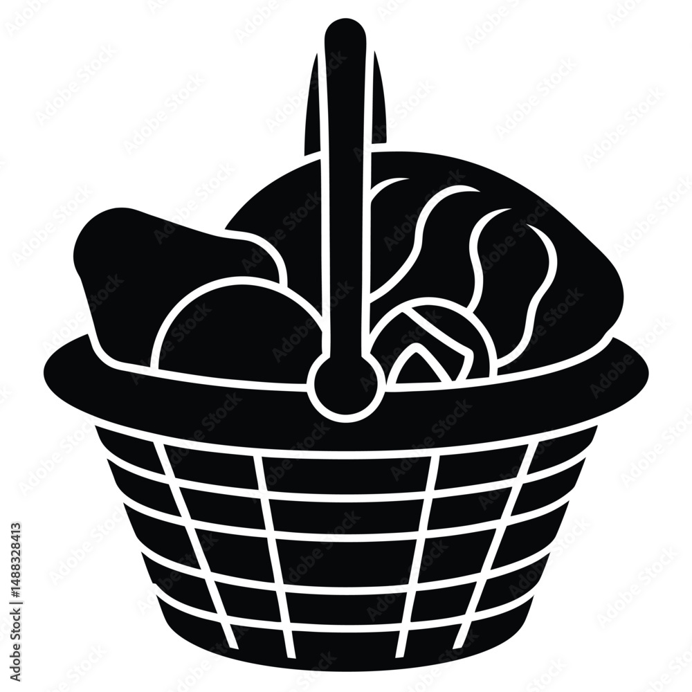 Fototapeta premium butcher element isolated meat basket on white background