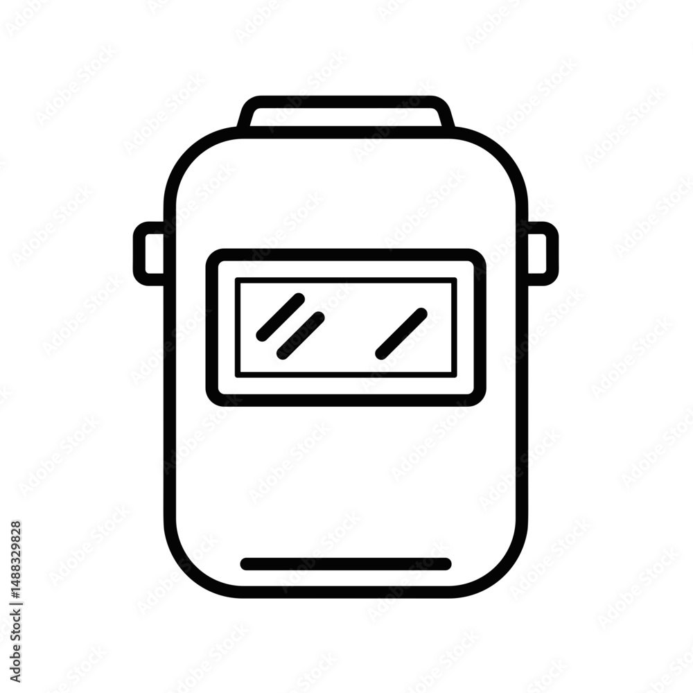 Welding shield outline icon representing metallurgy industry concept Welding shield outline icon representing metallurgy industry concept