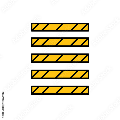 Yellow striped floor markings for safety and hazard indication  