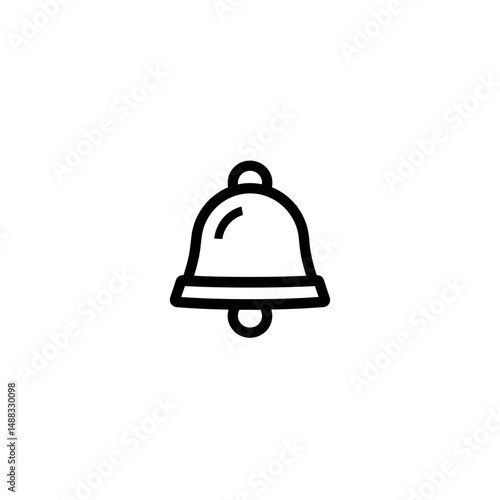 Black bell rings loudly in isolation against white background simplicity
