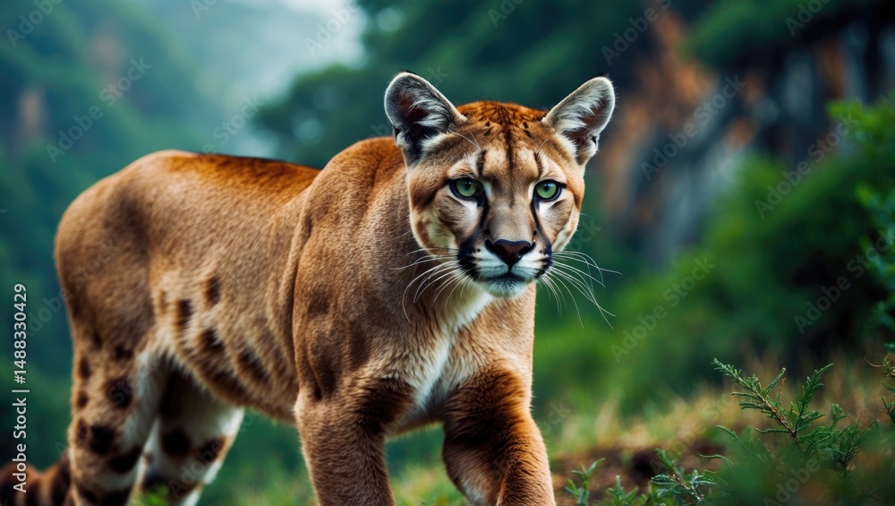 Obraz premium Puma within a wild habitat