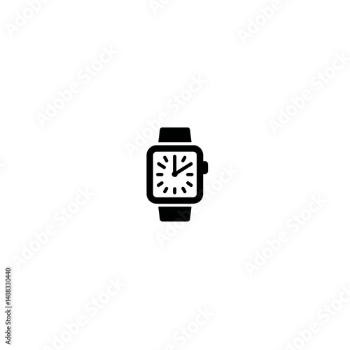 Smartwatch displays time isolated icon black and white vector