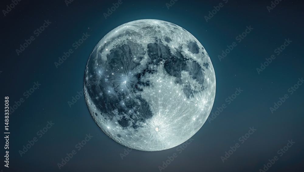 Fototapeta premium Complete moon, astro-science, nocturnal view, blackness, lunar craters