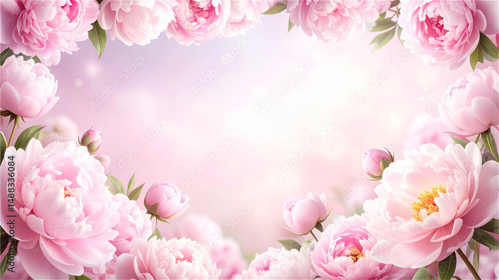 Obraz premium 美しいペールピンクの芍薬のフレーム