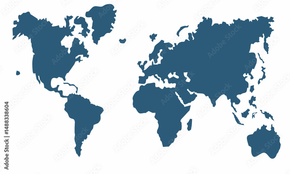 Obraz premium World map. Blue modern vector map. Silhouette map