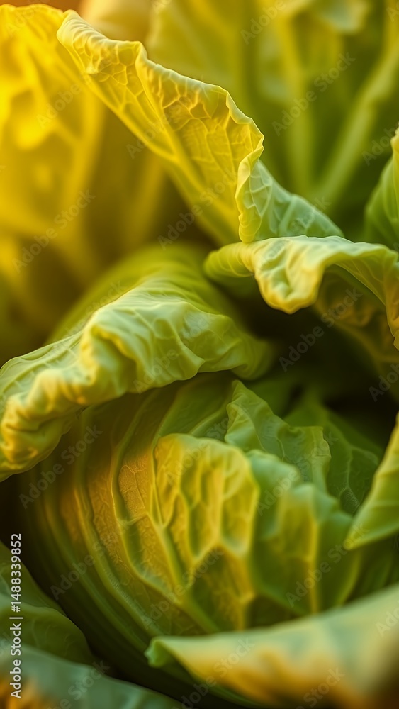 Fototapeta premium Fresh Lettuce Close-up with Soft Focus Background