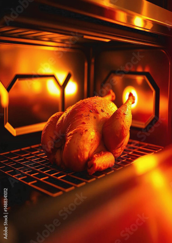 chicken, cooking meat, roasted poultry, home cooking, crispy chicken, baked dinner, 