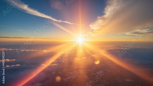 Earth's Sunrise Featuring Rays and Lens Flare