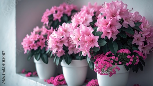 Wallpaper Mural Beautiful pink floral arrangement in white flower pots for birthday and holiday decor Torontodigital.ca