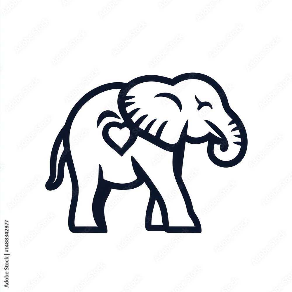 Fototapeta premium Elephant heart love animal graphic design