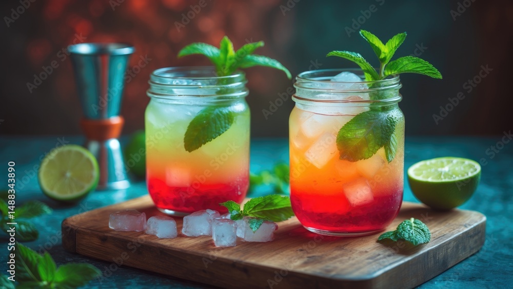 Fototapeta premium DIY Sweet Planters Punch with Lime and Mint