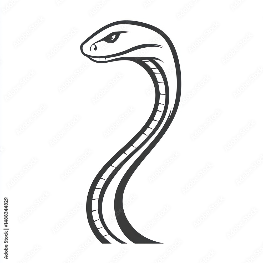 Fototapeta premium Cobra head profile, isolated, white background, tattoo design