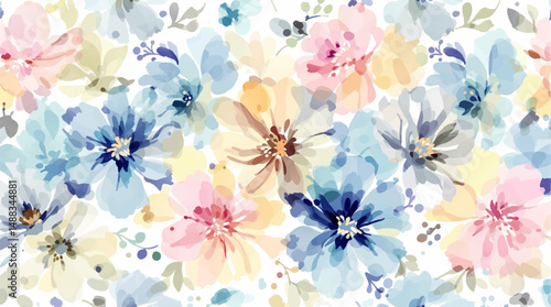  seamles flower water color with background vector for fabric fashion and more