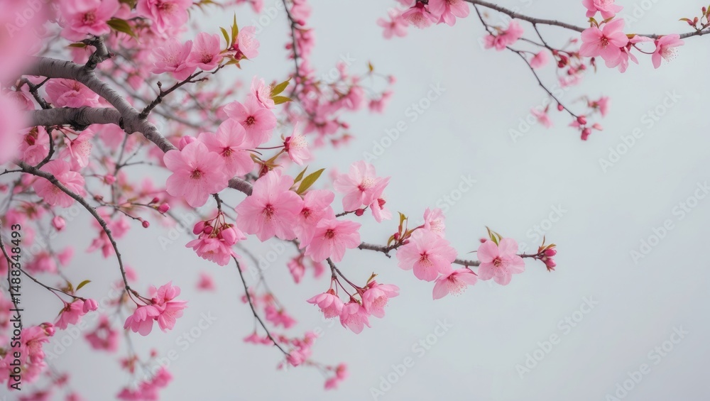 Fototapeta premium Vibrant pink cherry bloom in full spring floral display