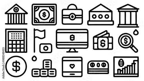 banking icons modern vector set design