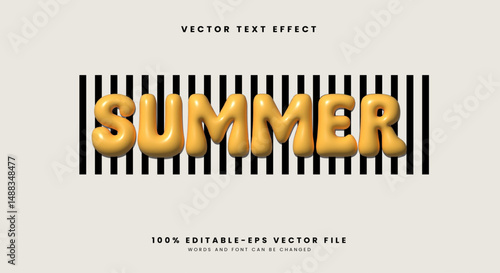Summer 3d inflated Style editable text effect Template