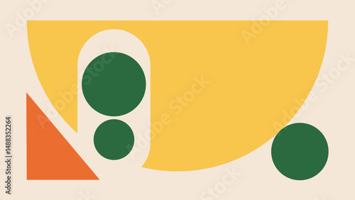 Abstract Retro Geometric Art with Yellow and Green