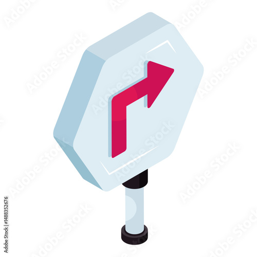 Editable design icon of turn forward arrow