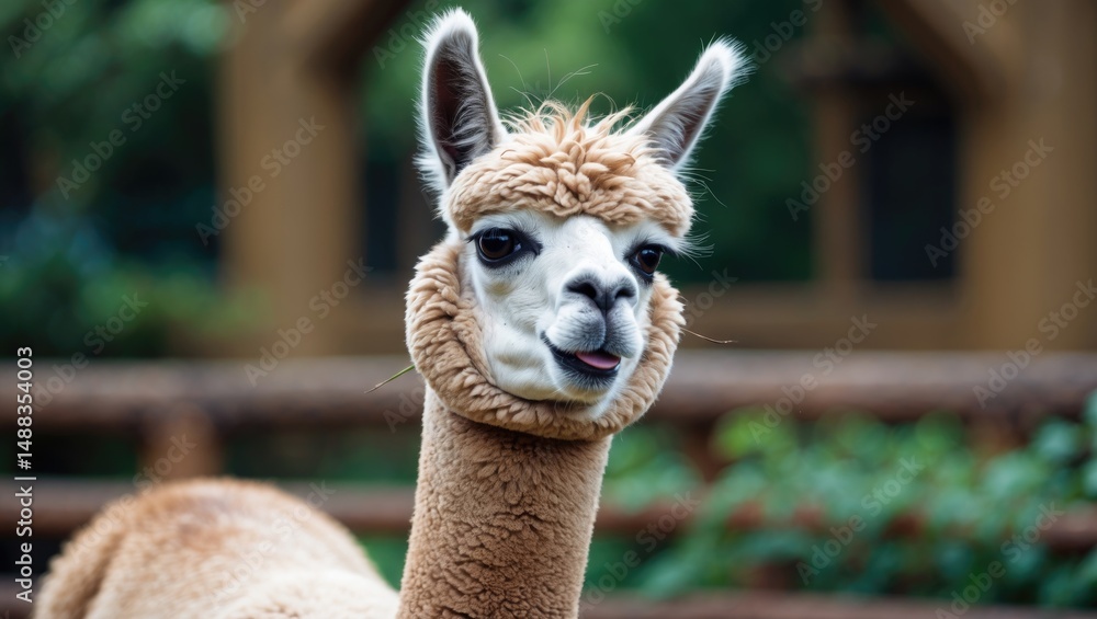 Obraz premium humorous alpaca at the zoo