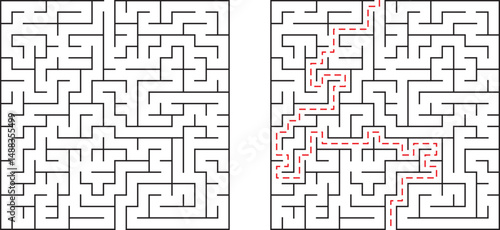 Maze illustration showing the solution path to solve a complex puzzle and find the answer