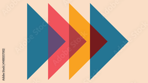 Overlapping Retro Colored Squares on Cream 