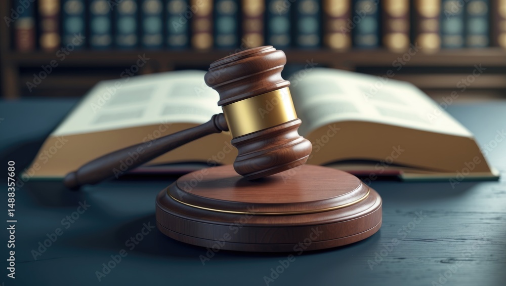 Books and gavel placed on the table Books and gavel placed on the table