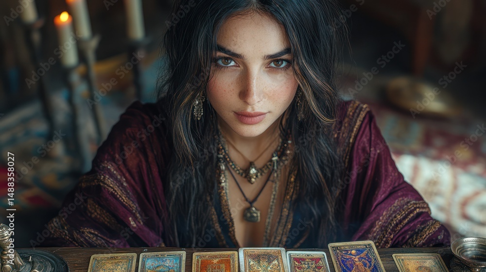 Fototapeta premium Woman reading tarot cards