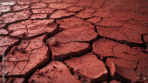 Dry, cracked red soil texture as outdoor background