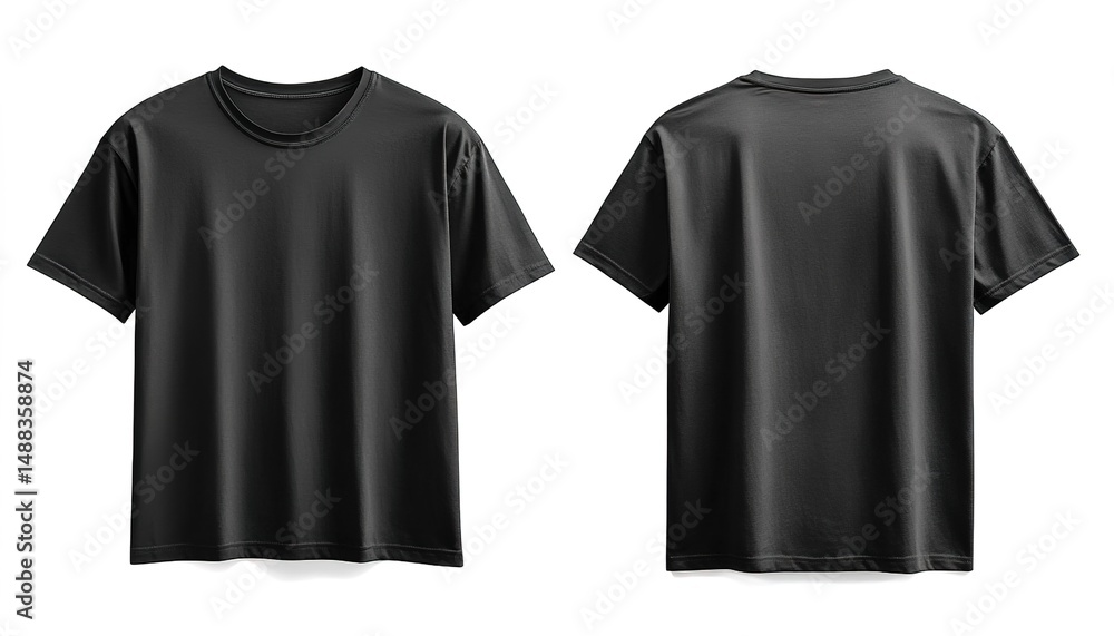Front and Back Views of a Black T-Shirt Front and Back Views of a Black T-Shirt