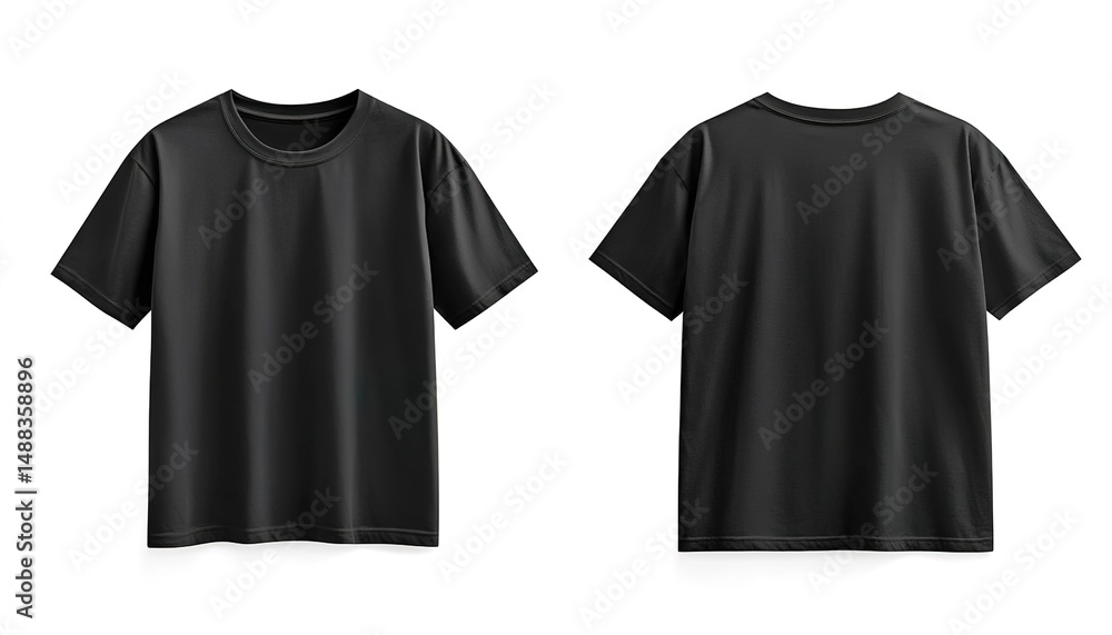 Front and Back Views of a Black T-Shirt Front and Back Views of a Black T-Shirt