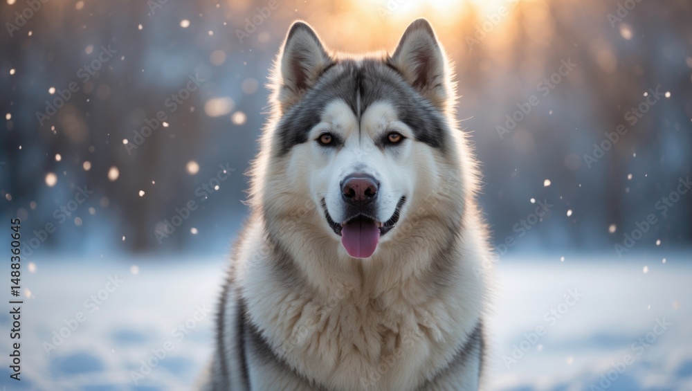 Malamute dog in a winter setting Malamute dog in a winter setting
