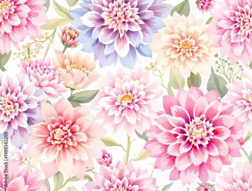 Flowers watercolor illustration.Manual composition.Seamless pattern.Design for cover, fabric, textile, wrapping paper .