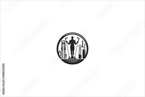 exercise instument  silhouette with a simple, understated design set against a white background