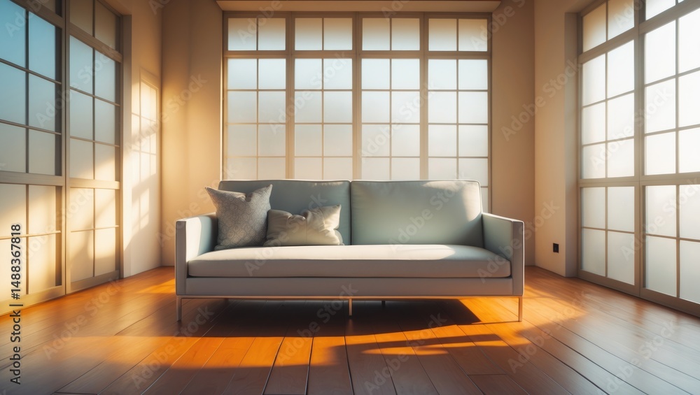 Fototapeta premium Cozy sofa by the window in the room