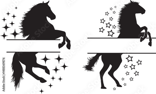 Standing Horse Split Name, Horse Monogram, Horse Clip Art