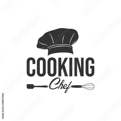 Chef hat, with spatula and whisk vintage logo design