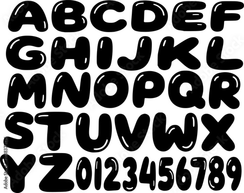 set of vector alphabet and numeric in cute style