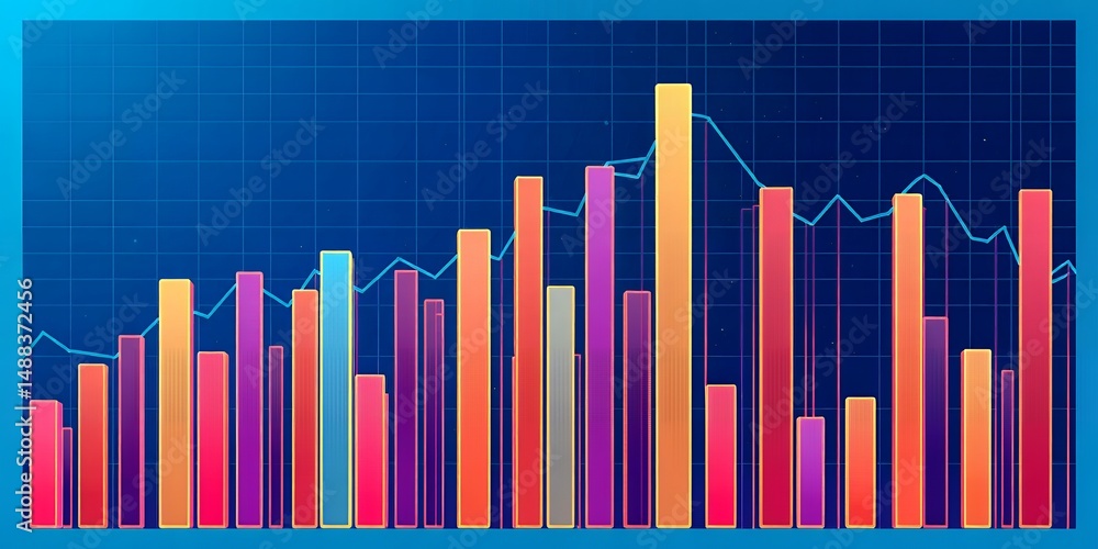 Fototapeta premium Colorful Bar Graph Chart Showing Business Growth and Financial Data Analysis