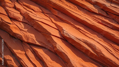 Vibrant Red and Orange Rock Texture with Mountain Details and Decorative Elements