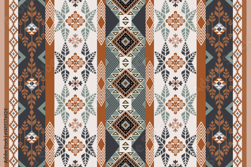 traditional thai style fabric Ikat rug ethnic art seamless pattern traditional and modern style wallpaper, set, geometric, oriental, fabric, clothing, print, ornament, Aztec geometric, furniture