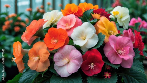 Vivid tuberous begonia blooms showcasing nature's beauty in Ballarat
