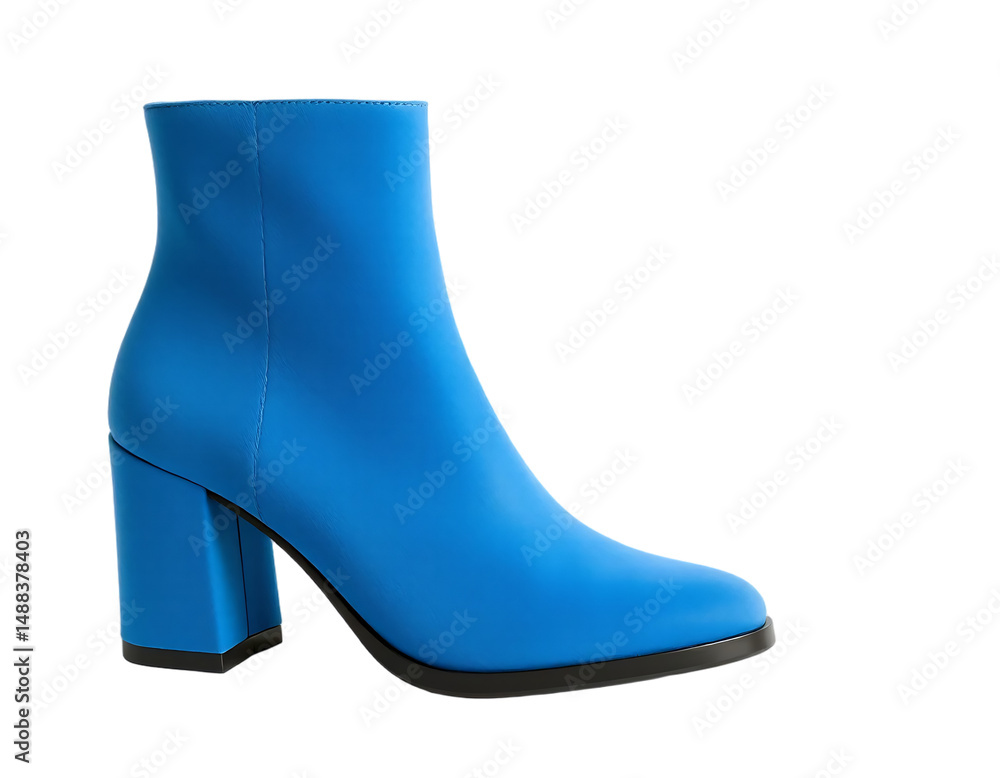 Obraz premium Stylish Blue Ankle Boot with Block Heel