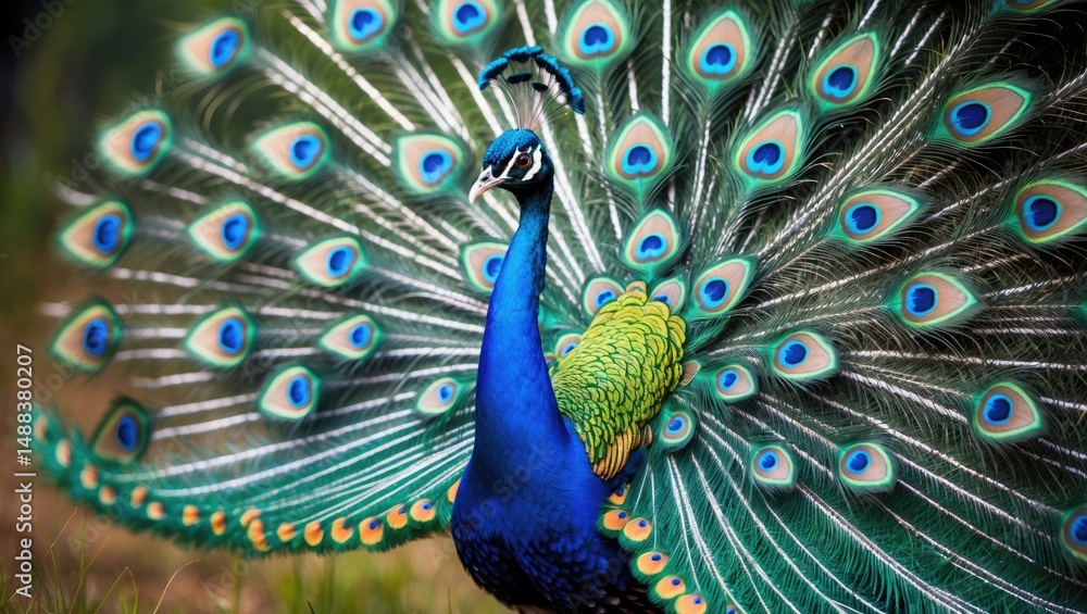Obraz premium Peacock Courtship Dance to Attract a Partner