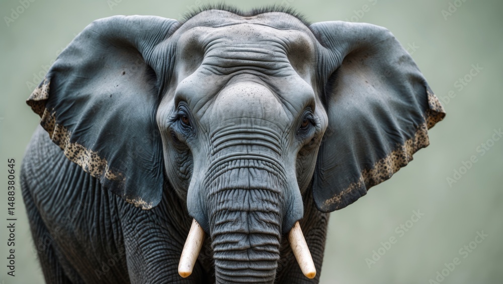 Obraz premium Close-Up View of an Asian Elephant's Face