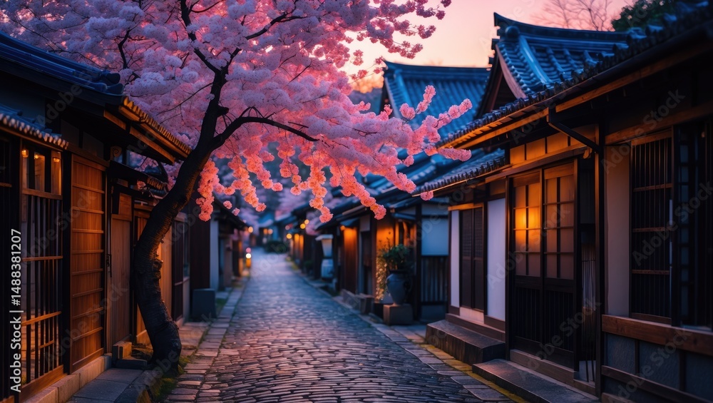Fototapeta premium Spring Season in the Historic Area of Art at Dawn