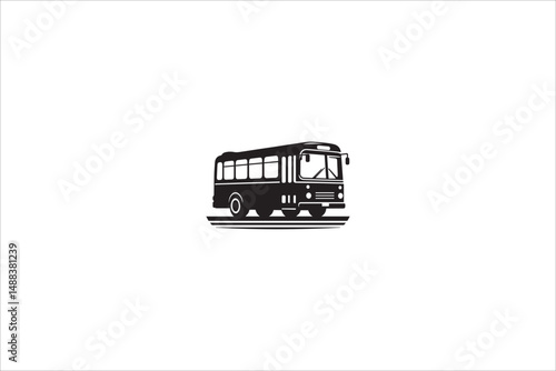 bus   silhouette with a simple, understated design set against a white background